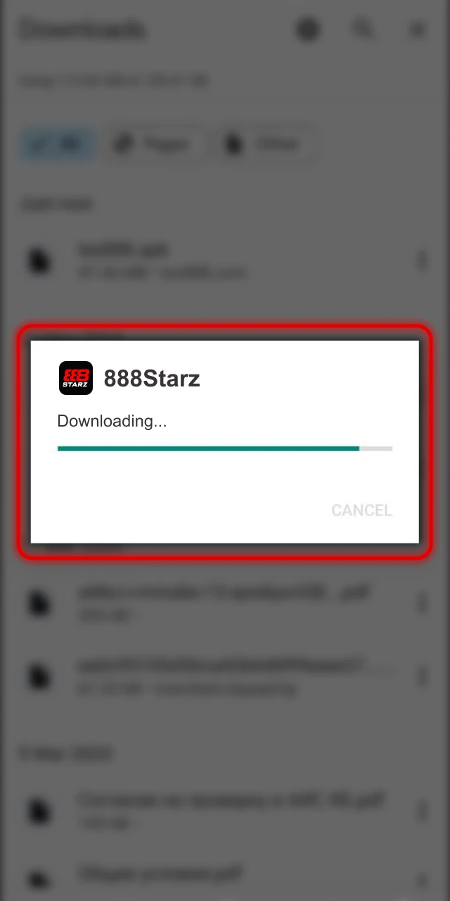 Wait for the 888Starz application to download.