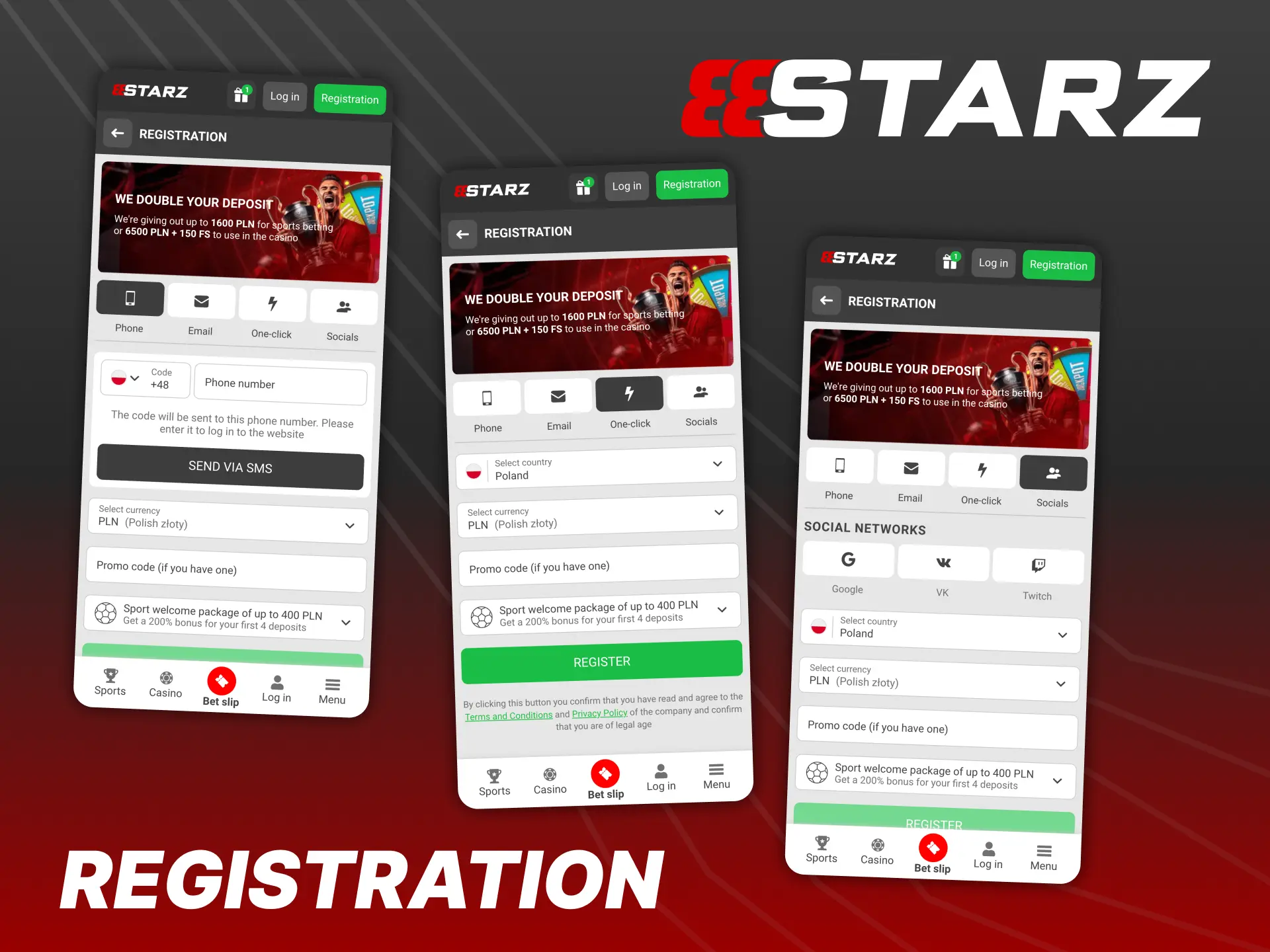 Create an account immediately with 888Starz registration process.