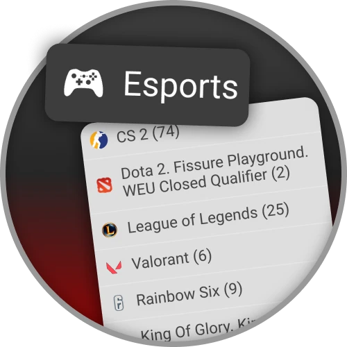 888Starz site includes a wide range of esports events.