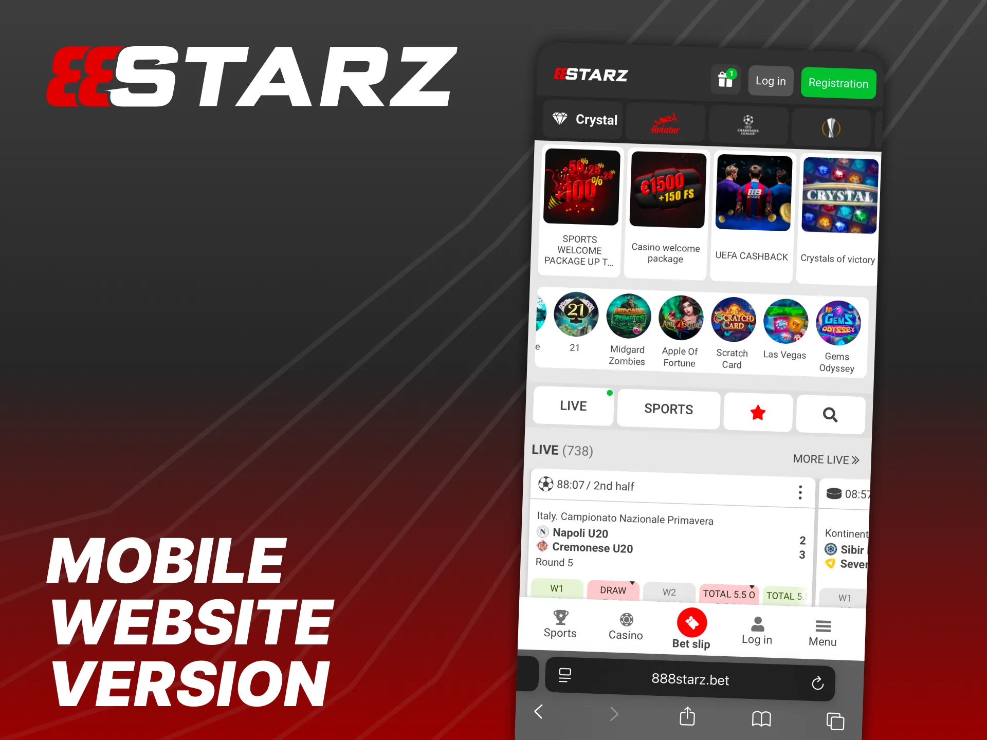 The 888Starz mobile website works on any smartphone or tablet.