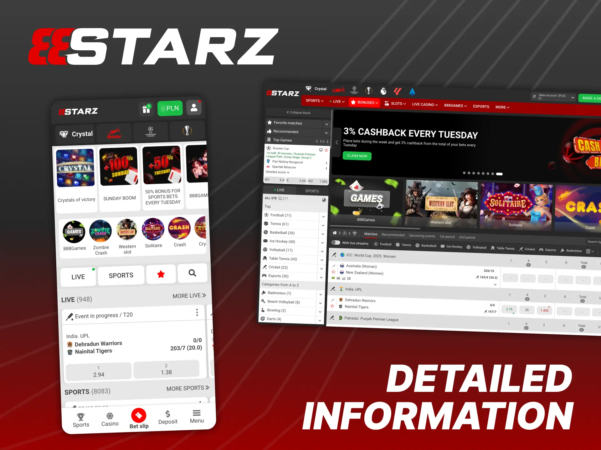 888Starz is a legal platform for sports betting and casino games.