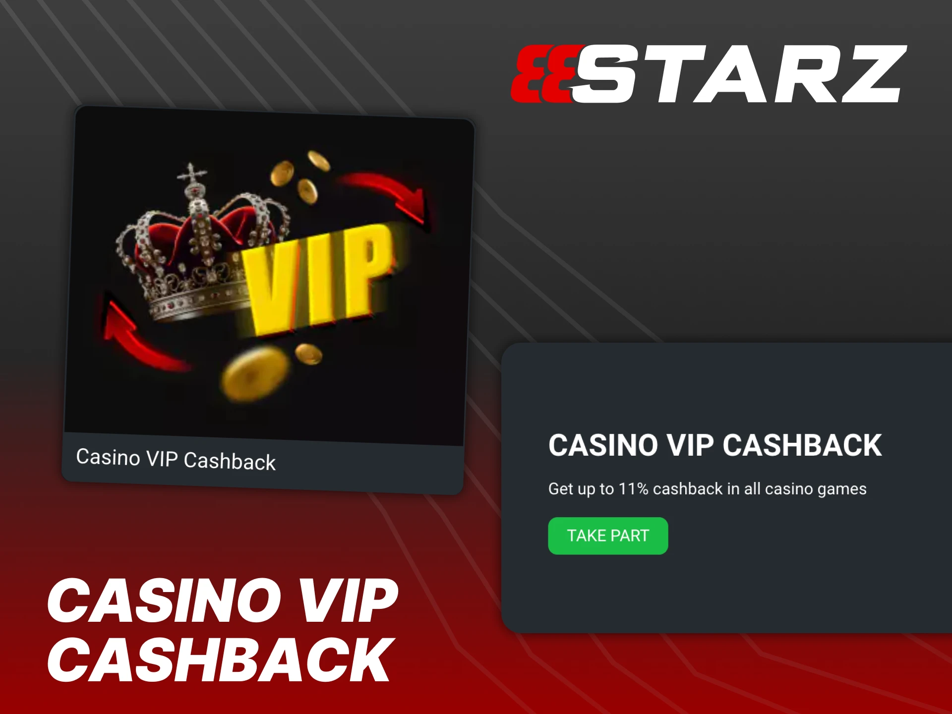Join 888Starz Casino VIP Cashback loyalty program.