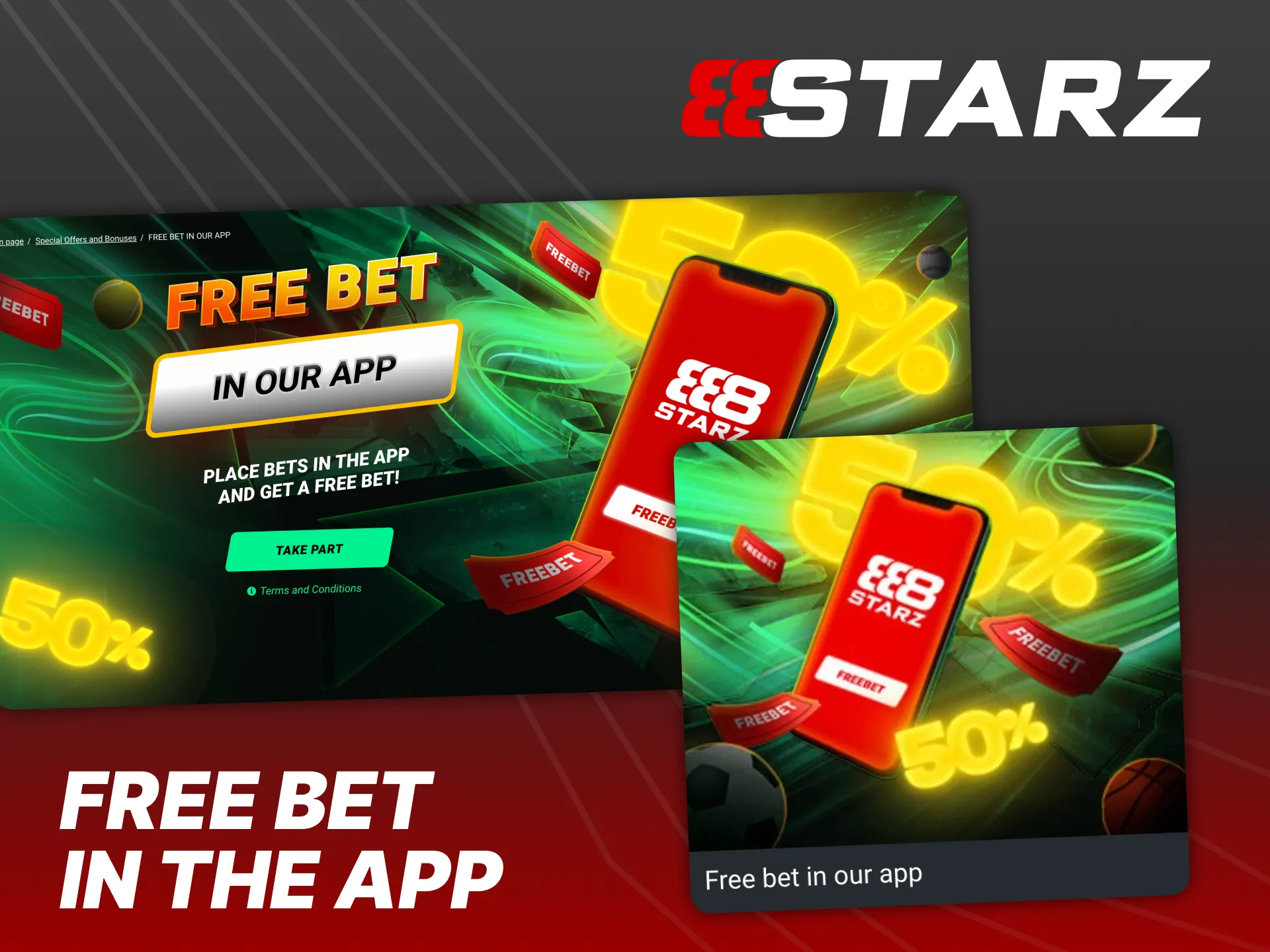 Download 888Starz official app to get free bet bonus.