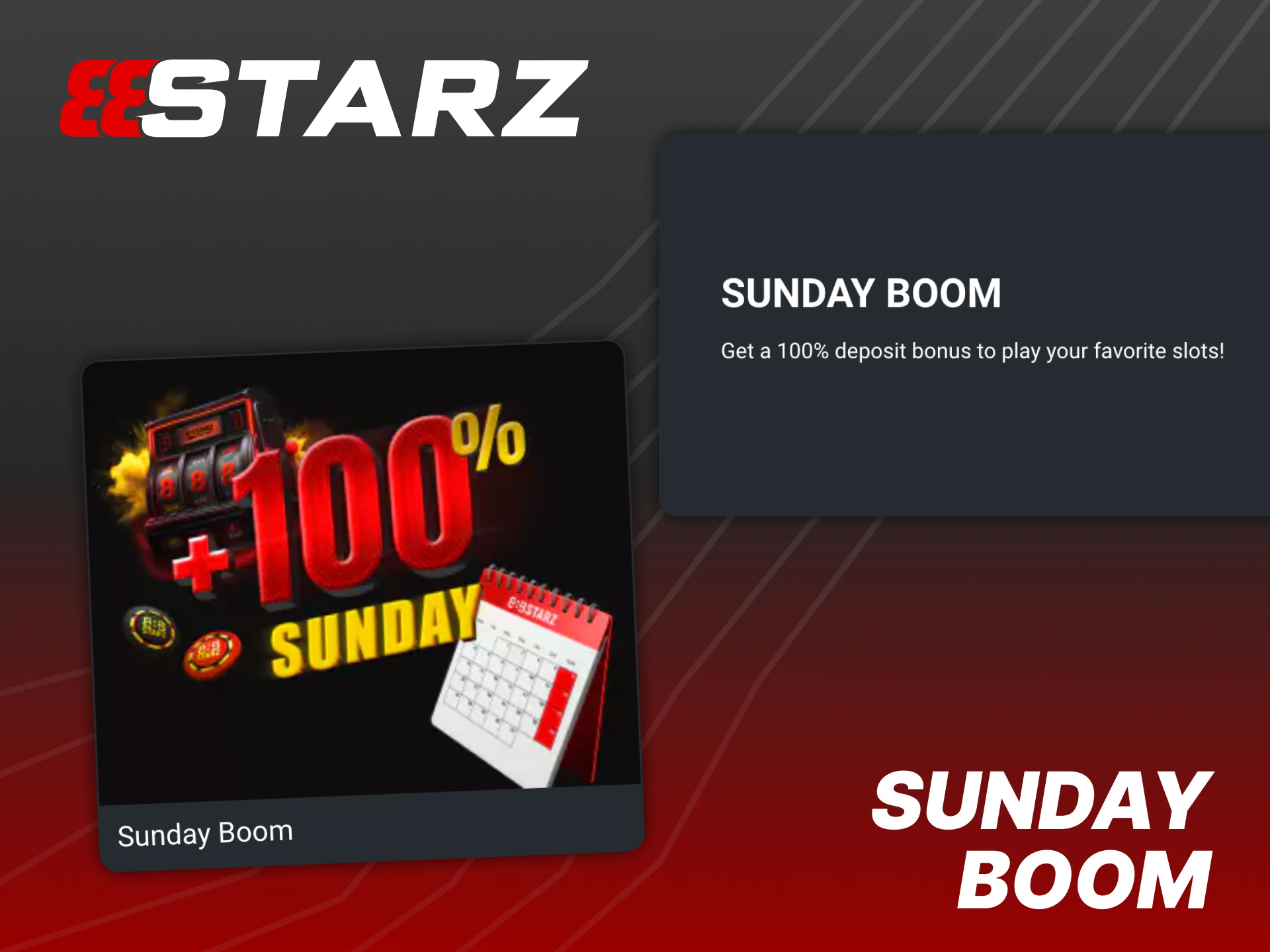 Get extra funds every Sunday with 888Starz casino bonus.