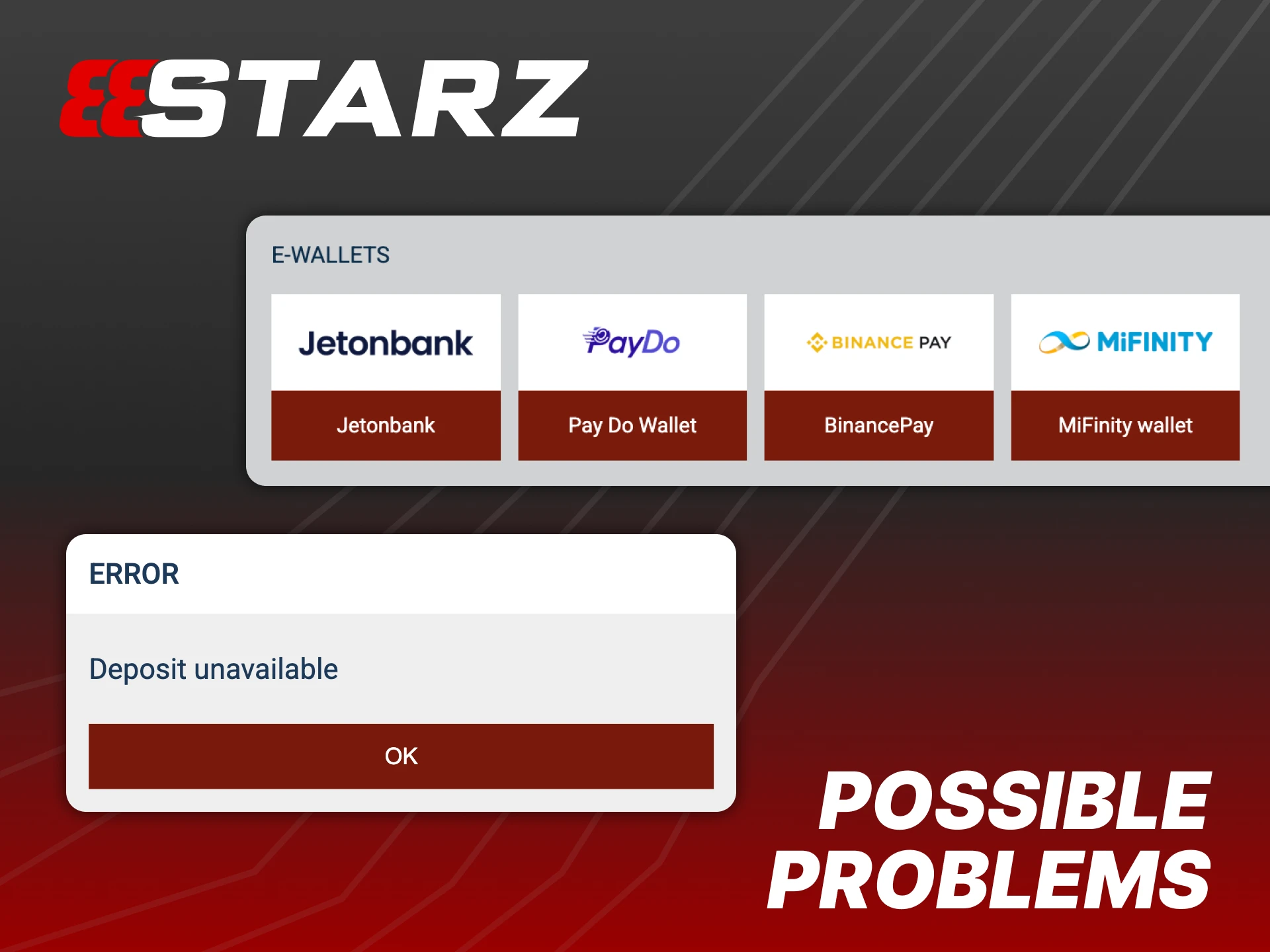 Some problems may appear during 888Starz deposit process.