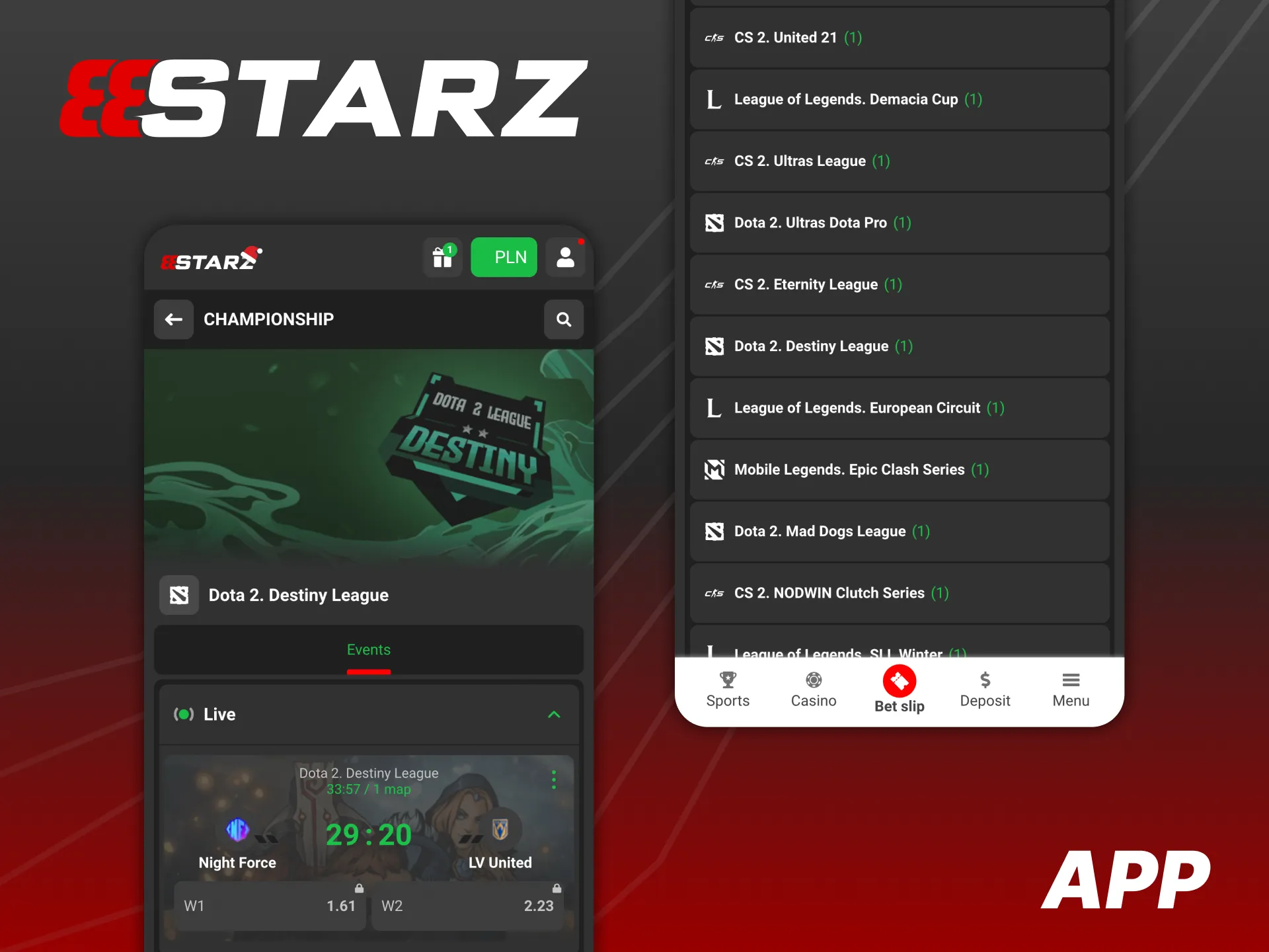 888Starz mobile app makes eSports betting easier.