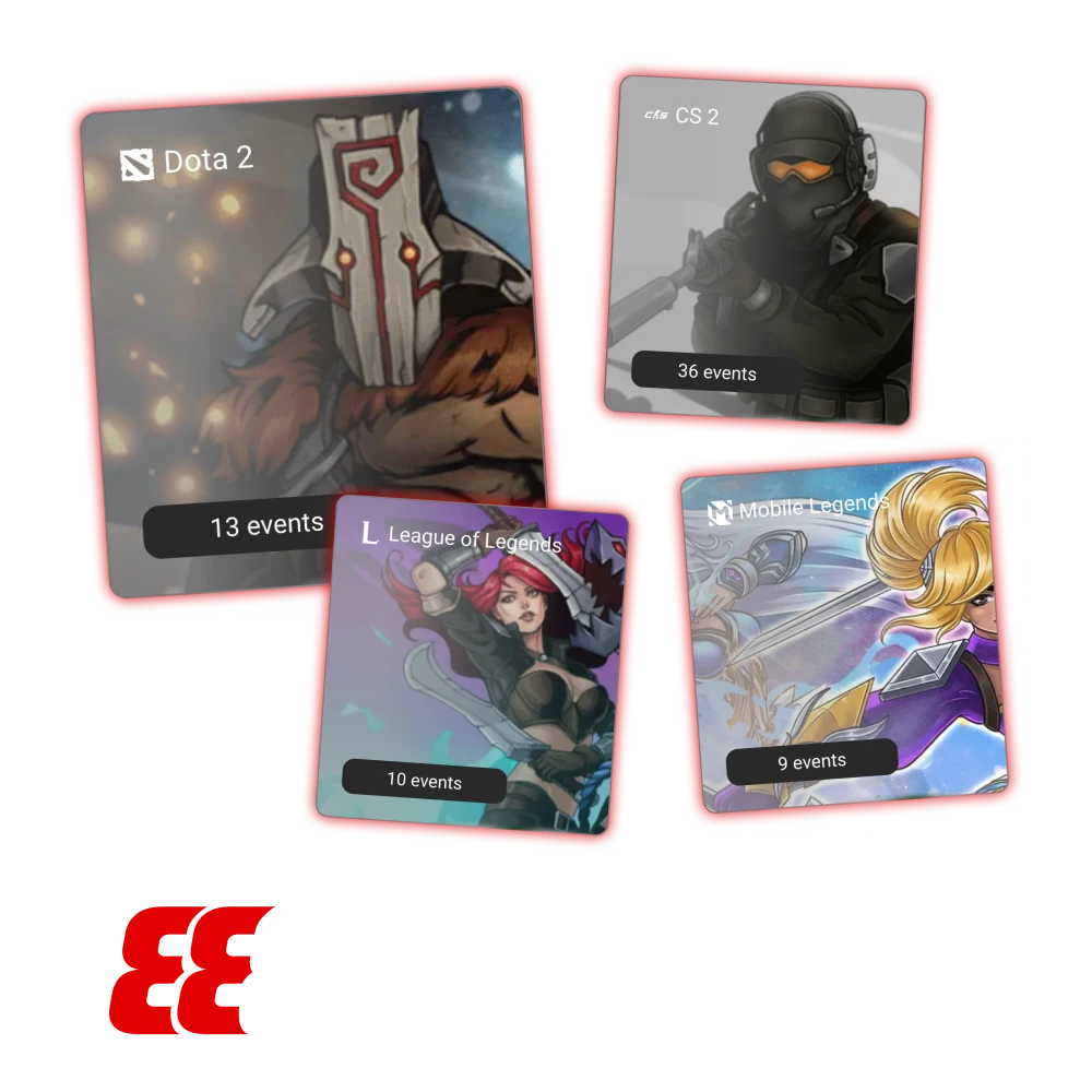 888Starz eSports betting covers major events in Dota 2, CS2.