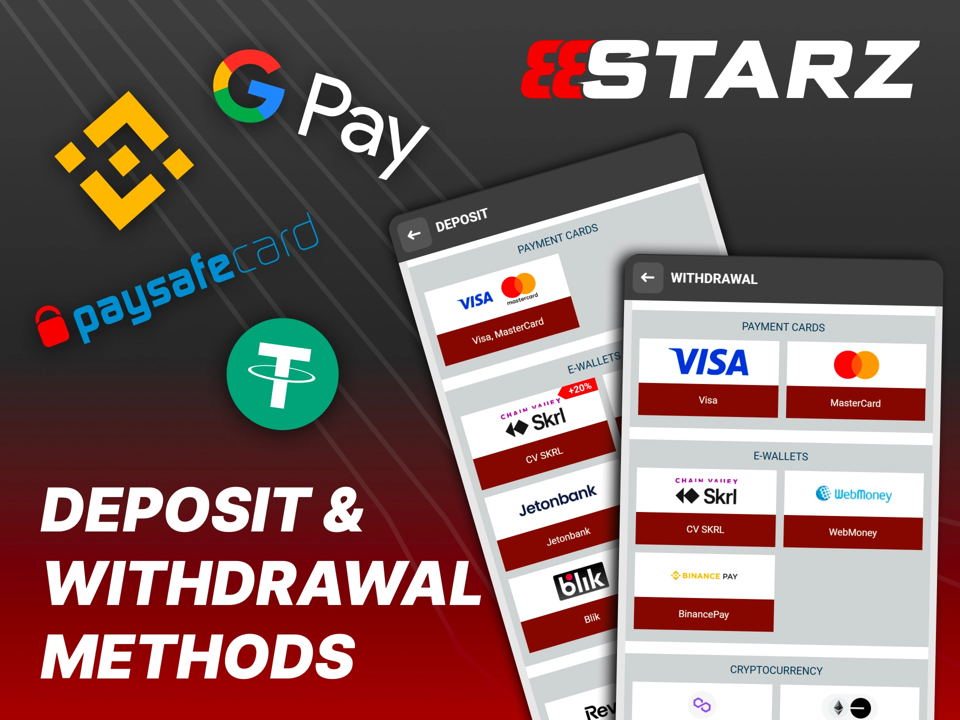 Deposit and withdraw easily with flexible payment options at 888Starz.