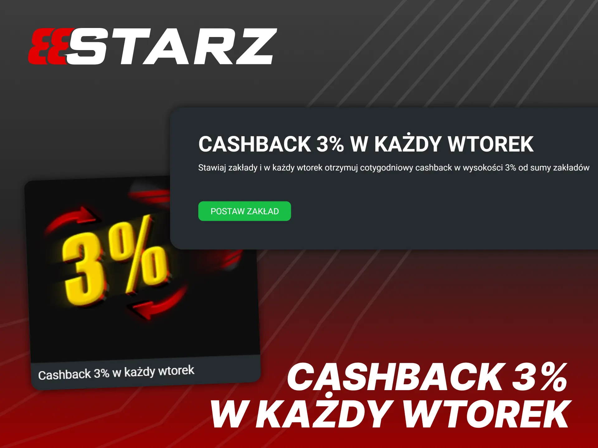 Odbierz od 888Starz cashback za środki przegrane w zakładach sportowych.