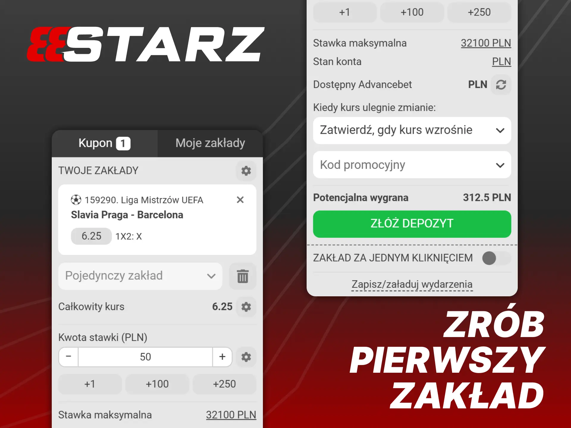 Postępuj zgodnie z instrukcją, aby postawić swój pierwszy zakład w 888Starz.