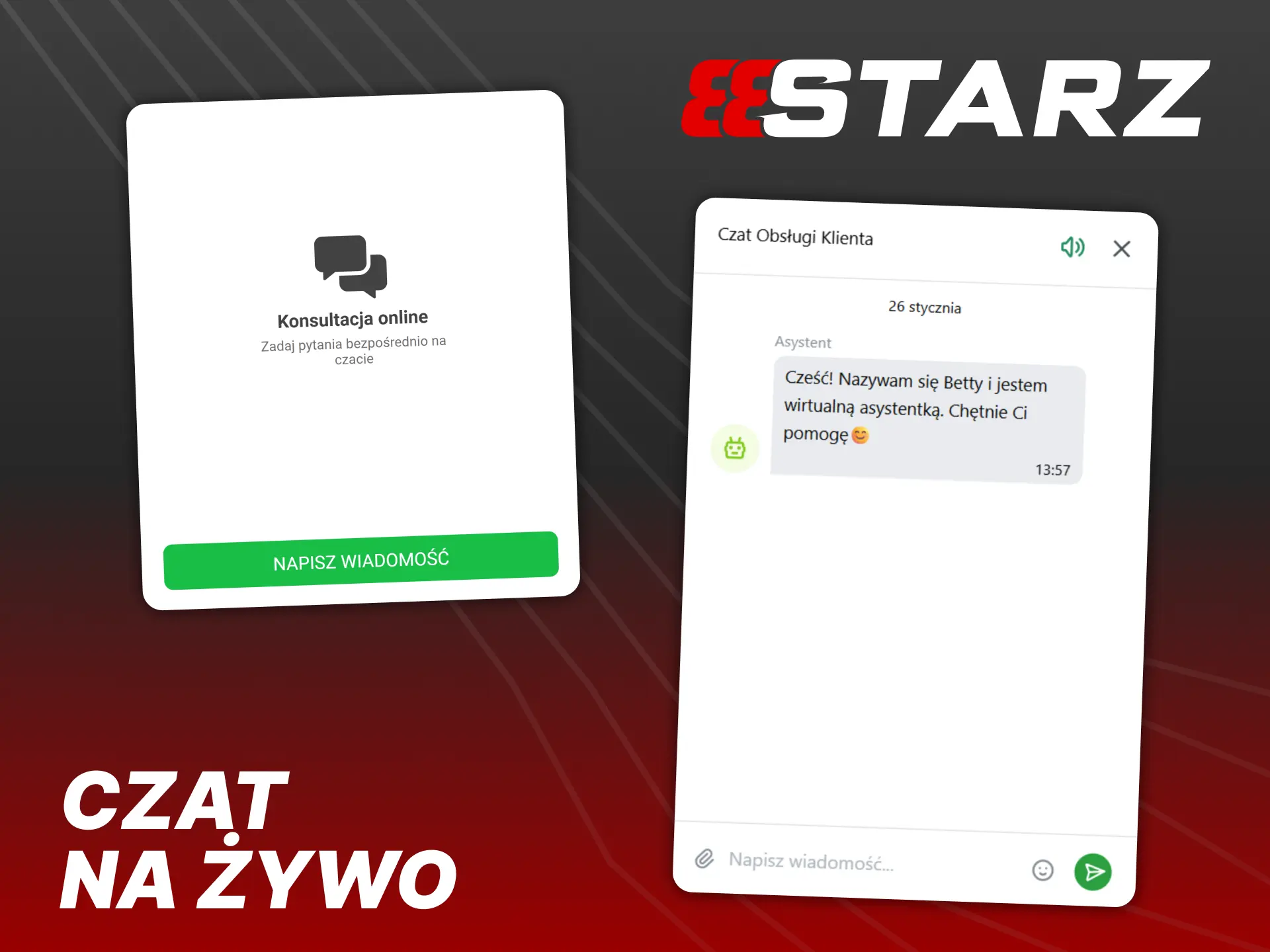 Użyj funkcji czatu na żywo, aby skontaktować się z obsługą klienta 888Starz.