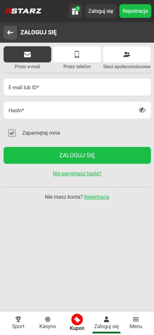 Zaloguj się na swoje konto osobiste na platformie 888Starz.