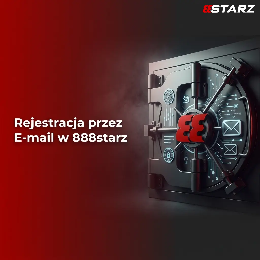 Rejestracja przez e-mail w 888starz – formularz z polem na adres e-mail, hasło i wybór waluty konta